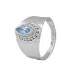 Chic design pretty blue gemstone sterling silver ring for girls